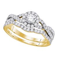 14kt Yellow Gold Womens Diamond Round EGL Bridal Wedding Engagement Ring Band Set 1.00 Cttw