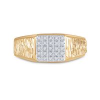 10kt Yellow Gold Mens Round Diamond Square Cluster Brushed Ring 1/8 Cttw