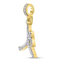 10kt Yellow Gold Mens Round Diamond Basketball Charm Pendant 1/5 Cttw