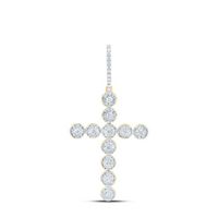 10kt Yellow Gold Womens Round Diamond Paternoster Cross Faith Pendant 1/4 Cttw