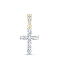 10kt Yellow Gold Mens Round Diamond Cross Faith Charm Pendant 1/8 Cttw