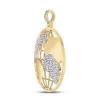 10kt Yellow Gold Mens Round Diamond World Globe Charm Pendant 5/8 Cttw