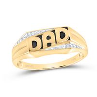 14kt Yellow Gold Mens Round Diamond Dad Father Band Ring .01 Cttw