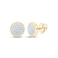 10kt Yellow Gold Womens Round Diamond Circle Cluster Stud Earrings 1/5 Cttw