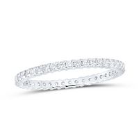 14kt White Gold Womens Round Pave-set Diamond Eternity Wedding Anniversary Band 1/2 Cttw