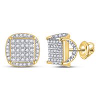 1/3CT-DIA P3 MICRO-PAVE CUSHION MENS EARRING