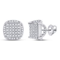 1/3CT-DIA P3 MICRO-PAVE CUSHION MENS EARRING