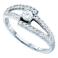 14kt White Gold Womens Round Diamond Solitaire Bridal Wedding Engagement Ring 1/2 Cttw