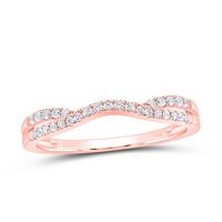 14kt Rose Gold Womens Round Diamond Band Ring Guard Enhancer 1/6 Cttw