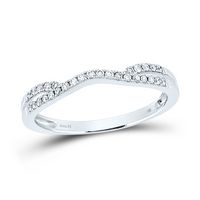 14kt White Gold Womens Round Diamond Contour Wrap Ring Guard Enhancer 1/6 Cttw