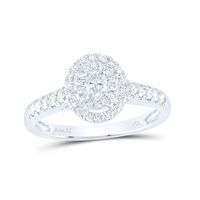 14kt White Gold Womens Oval Diamond Solitaire Bridal Wedding Engagement Ring 1/2 Cttw (Certified)