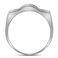10kt White Gold Mens Round Diamond Arched Square Cluster Ring 1.00 Cttw