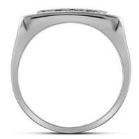 10kt White Gold Mens Round Diamond Square Frame Cluster Ring 1/2 Cttw