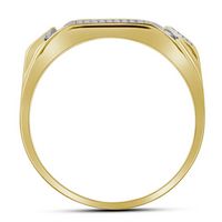 10kt Yellow Gold Mens Round Diamond Rectangle Cluster Ring 1/2 Cttw