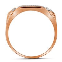 10kt Rose Gold Mens Round Diamond Rectangle Cluster Ring 1/2 Cttw