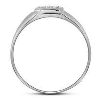 10kt White Gold Mens Round Diamond Brushed Matte Cross Band Ring 1/20 Cttw