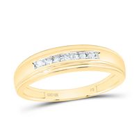 10kt Yellow Gold Mens Round Diamond Wedding Anniversary Band Ring 1/12 Cttw