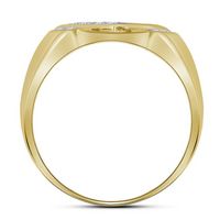 10kt Yellow Gold Mens Round Diamond Diagonal Square Cluster Ring 1/3 Cttw