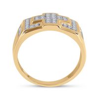 10kt Yellow Gold Mens Round Diamond Square Cross Cluster Ring 1/3 Cttw