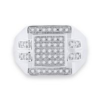10kt White Gold Mens Round Diamond Square Cluster Ring 1/3 Cttw