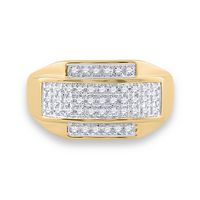 10kt Yellow Gold Mens Round Diamond Rectangle Cluster Ring 1/3 Cttw