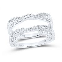 14kt White Gold Womens Round Diamond Wrap Ring Guard Enhancer 1/2 Cttw