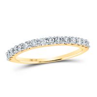 14kt Yellow Gold Womens Round Diamond Wedding Anniversary Band 1/2 Cttw