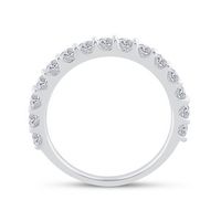 14kt White Gold Womens Round Pave-set Diamond Single Row Wedding Band 1.00 Cttw