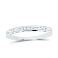 14kt White Gold Womens Round Diamond Single Row Channel-set Wedding Band 1/10 Cttw