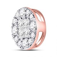 14kt Rose Gold Womens Princess Round Diamond Cluster Pendant 1/4 Cttw