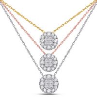 14kt White Gold Womens Princess Diamond Fashion Cluster Pendant 1/4 Cttw