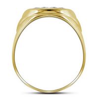10kt Yellow Gold Mens Round Prong-set Diamond Oval Cluster Ring 1/4 Cttw