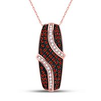 10kt Rose Gold Womens Round Red Color Enhanced Diamond Cluster Pendant 1/2 Cttw