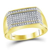 10kt Yellow Gold Mens Round Diamond Rectangle Band Ring 1/4 Cttw