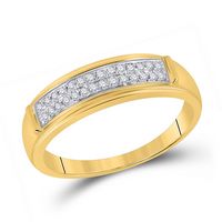 10kt Yellow Gold His &amp; Hers Round Diamond Cluster Matching Bridal Wedding Ring Band Set 3/8 Cttw