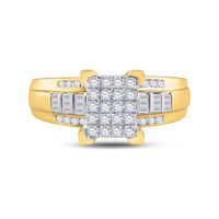 10kt Yellow Gold Womens Round Diamond Cindys Dream Cluster Bridal Wedding Engagement Ring 1/2 Cttw