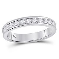 14kt White Gold Womens Machine Set Round Diamond Wedding Channel Band 1/2 Cttw
