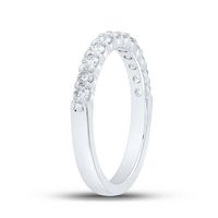 14kt White Gold Womens Machine Set Round Diamond Single Row Wedding Band 1/2 Cttw