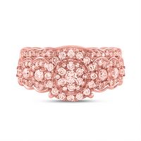 14kt Rose Gold Womens Round Diamond Bridal Wedding Engagement Ring Band Set 1.00 Cttw