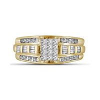 10kt Yellow Gold Womens Princess Diamond Cluster Bridal Wedding Engagement Ring 1/2 Cttw - Size 8