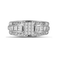 10kt White Gold Womens Princess Diamond Cluster Bridal Wedding Engagement Ring 1/2 Cttw - Size 5