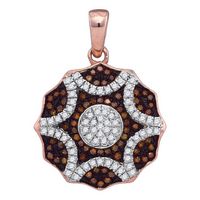 10kt Rose Gold Womens Round Red Color Enhanced Diamond Circle Pendant 1/3 Cttw