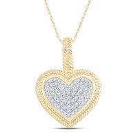 10kt Yellow Gold Womens Round Diamond Heart Milgrain Pendant 1/6 Cttw