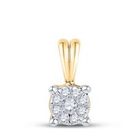 10kt Yellow Gold Womens Round Diamond Cluster Pendant 1/10 Cttw