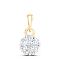 14kt Yellow Gold Womens Round Diamond Flower Cluster Pendant 1/4 Cttw