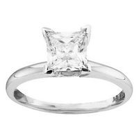 14kt White Gold Womens Princess Diamond Solitaire Bridal Wedding Engagement Ring 1/4 Cttw