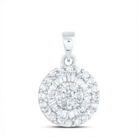 14k White Gold Womens Round Diamond Flower Cluster Circle Pendant 5/8 Cttw