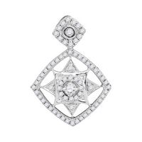 10kt White Gold Womens Round Diamond Fashion Pendant 1/2 Cttw