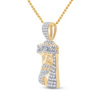 10kt Yellow Gold Mens Round Diamond Jesus Christ Messiah Head Charm Pendant 3/4 Cttw