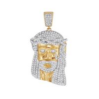 10kt Yellow Gold Mens Round Diamond Jesus Christ Messiah Head Charm Pendant 7/8 Cttw